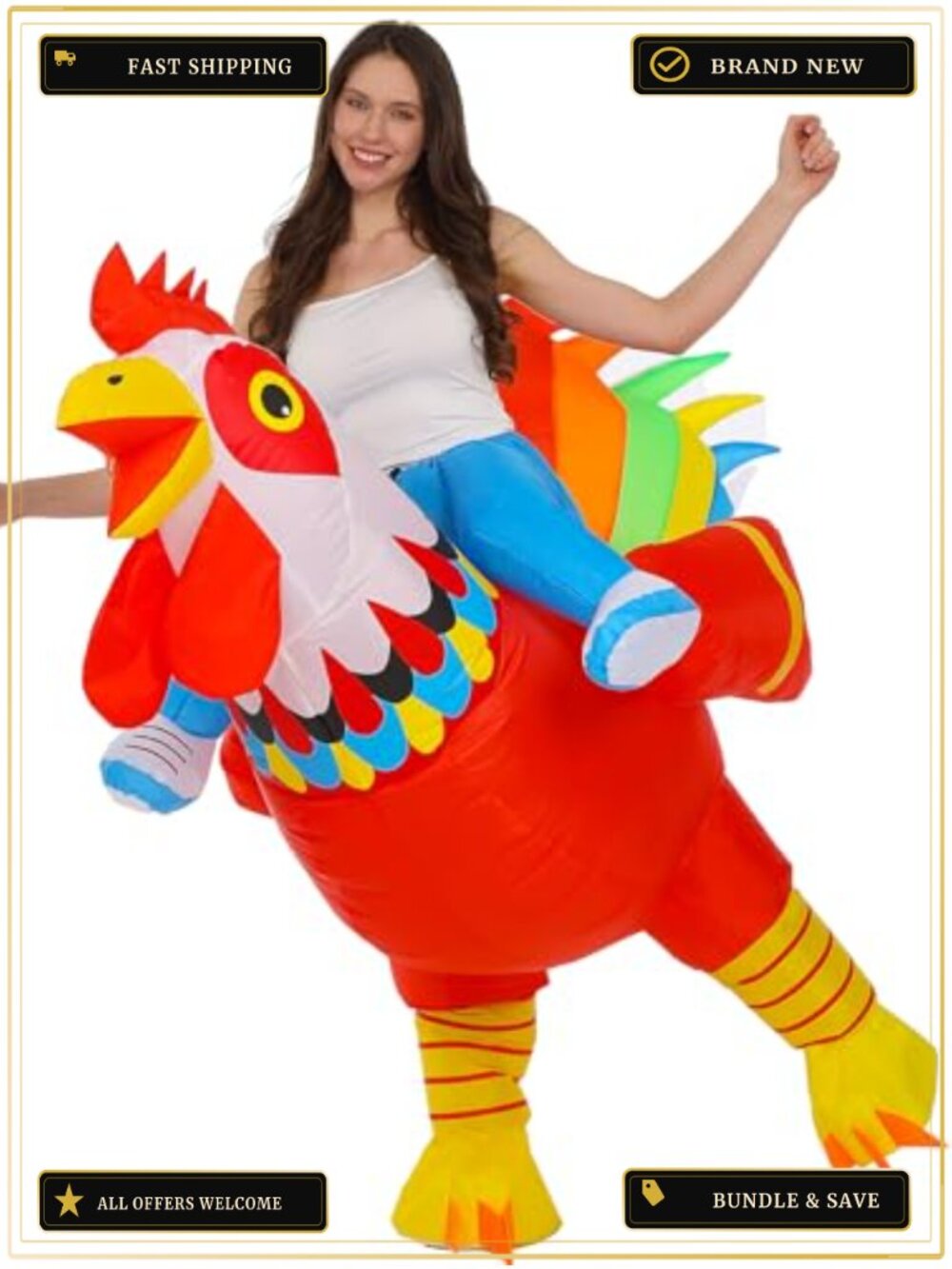 Inflatable Rooster Costume Full Body Blow Up Chicken Suit Adults Funny